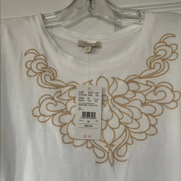 LAURA Elegant White Top with Gold Design - Picture 2 of 4